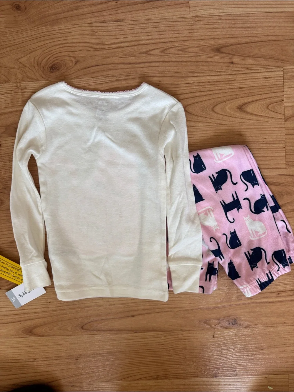 Carter's White Top with Pink Cat Graphic & Pink Cat-Print Pants Pajama Set NWT